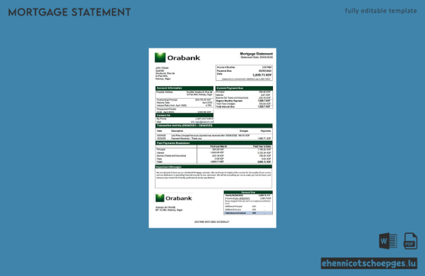 Beispiel eines Hypothekenauszugs der Niger Orabank (Word- und PDF-Datei)